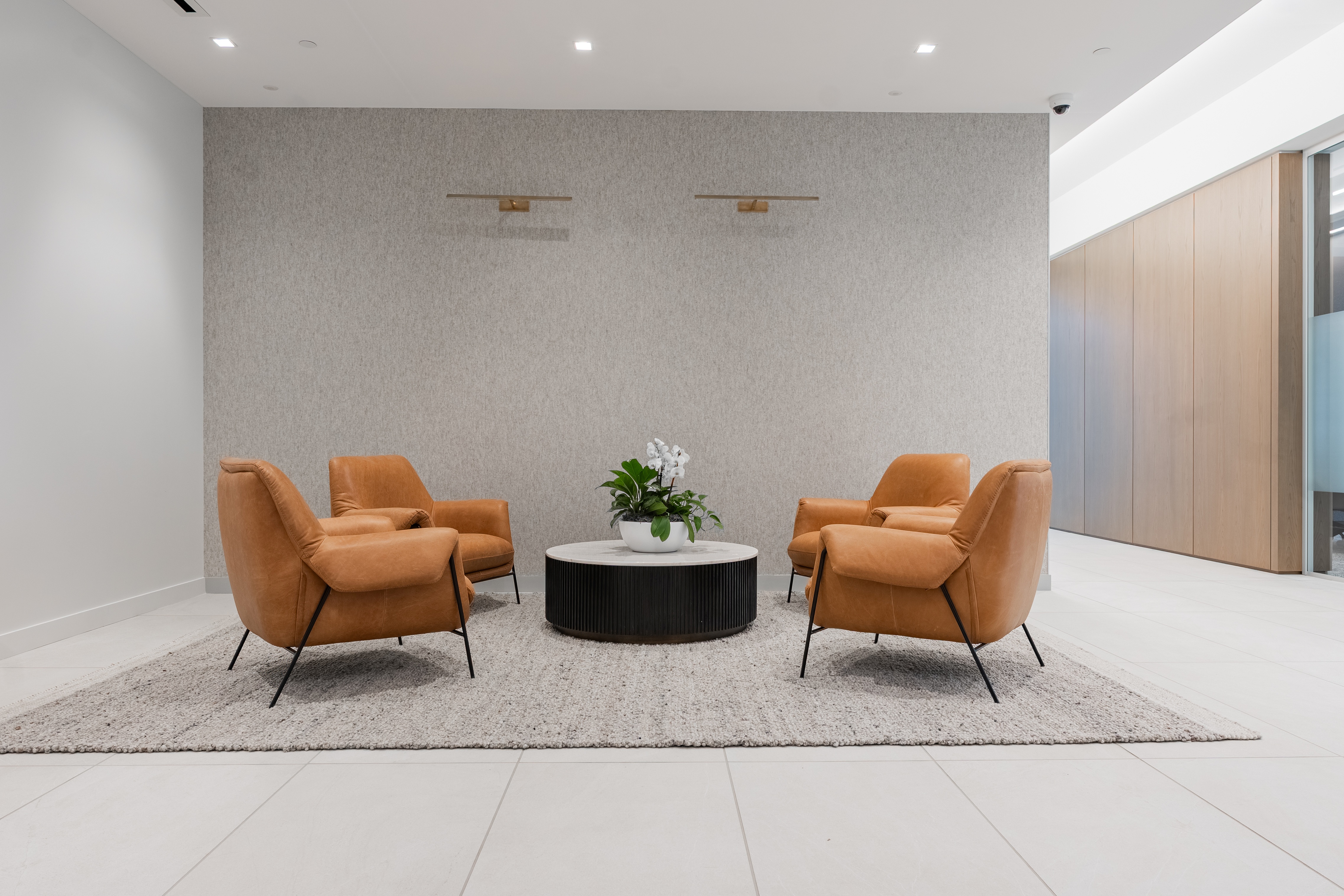 Completed office seating and workstation area