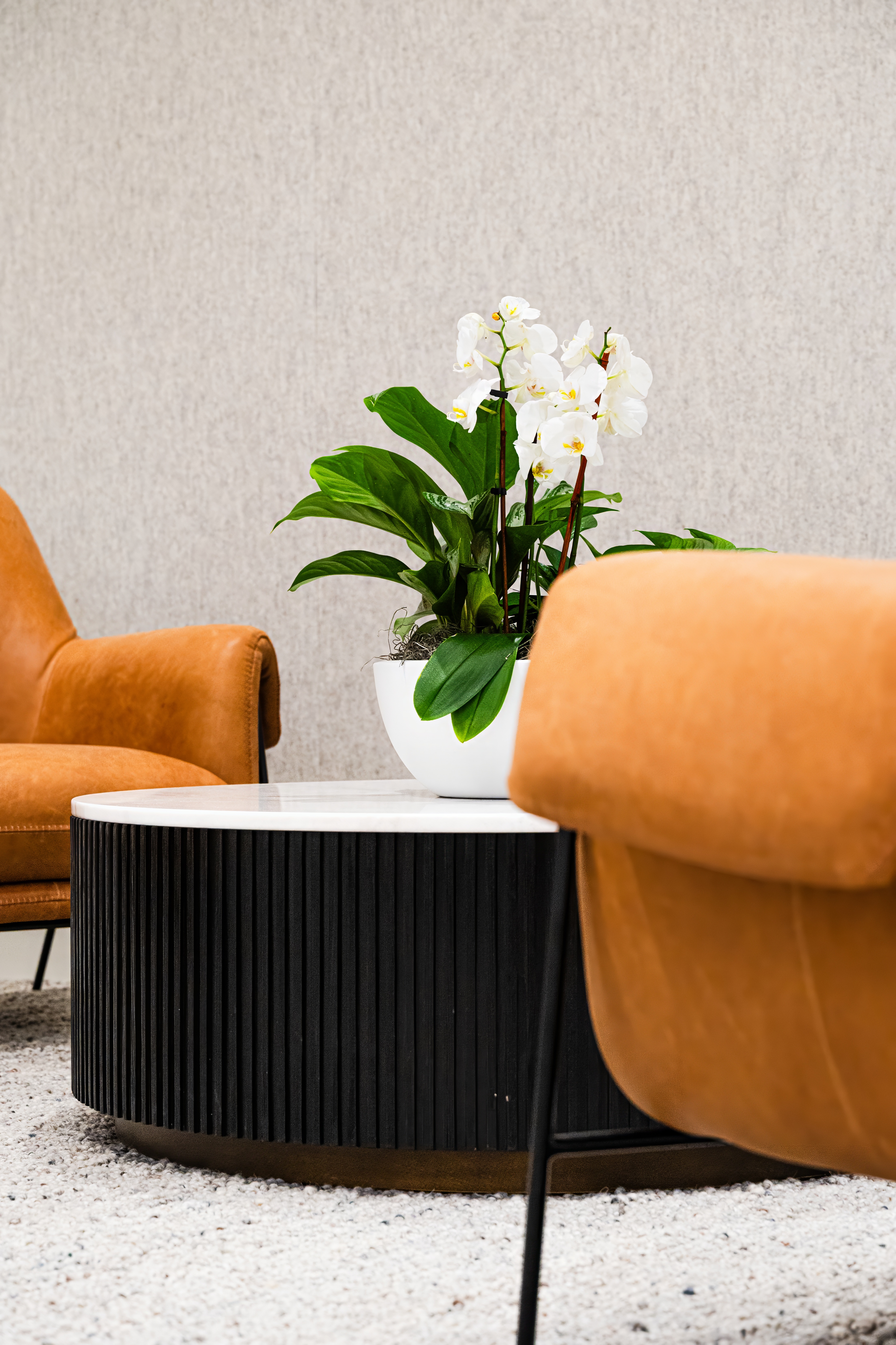 Installed office furniture detail in legal workspace