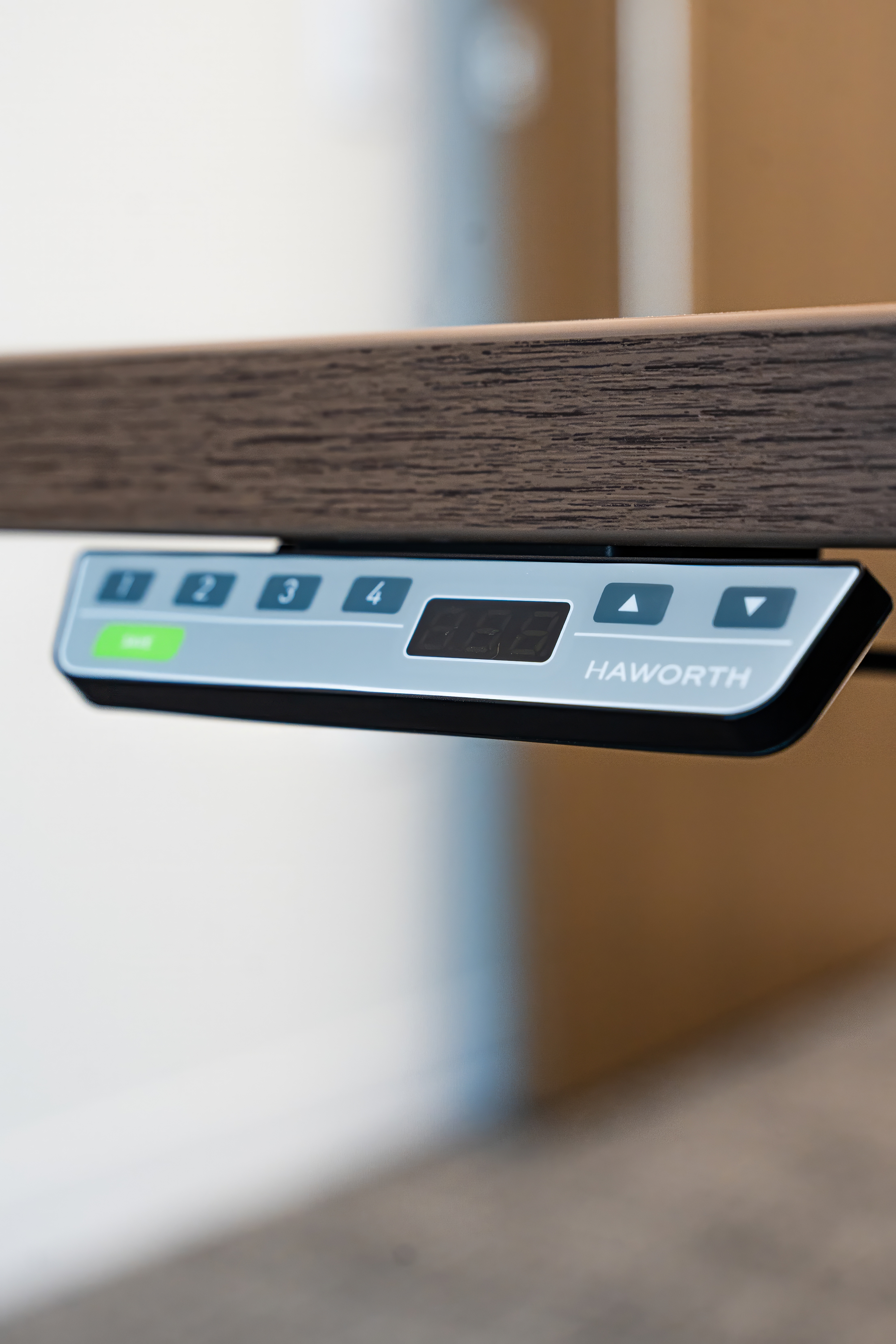 Office furniture installation detail with clean turnover finish