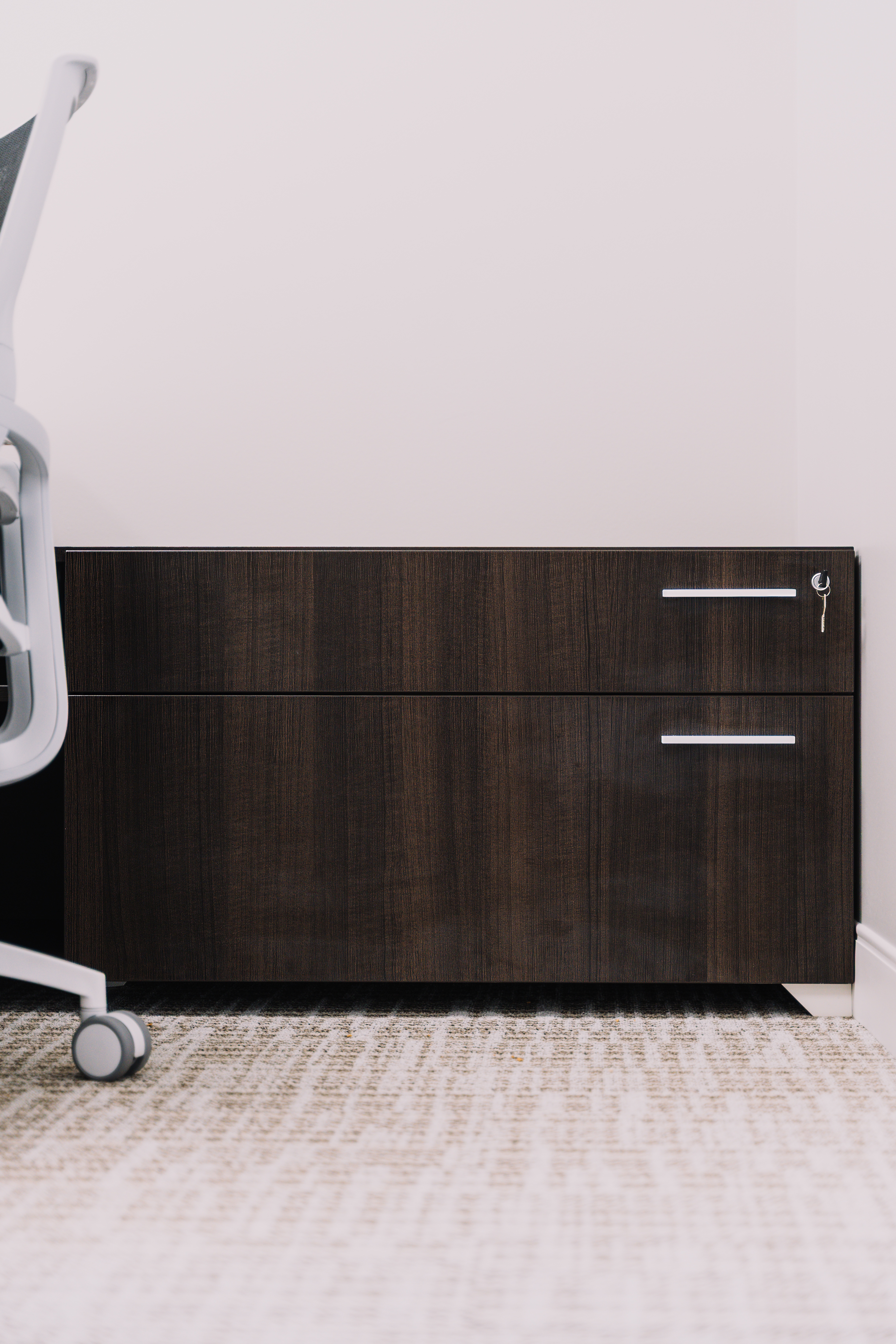 Finished commercial furniture installation detail