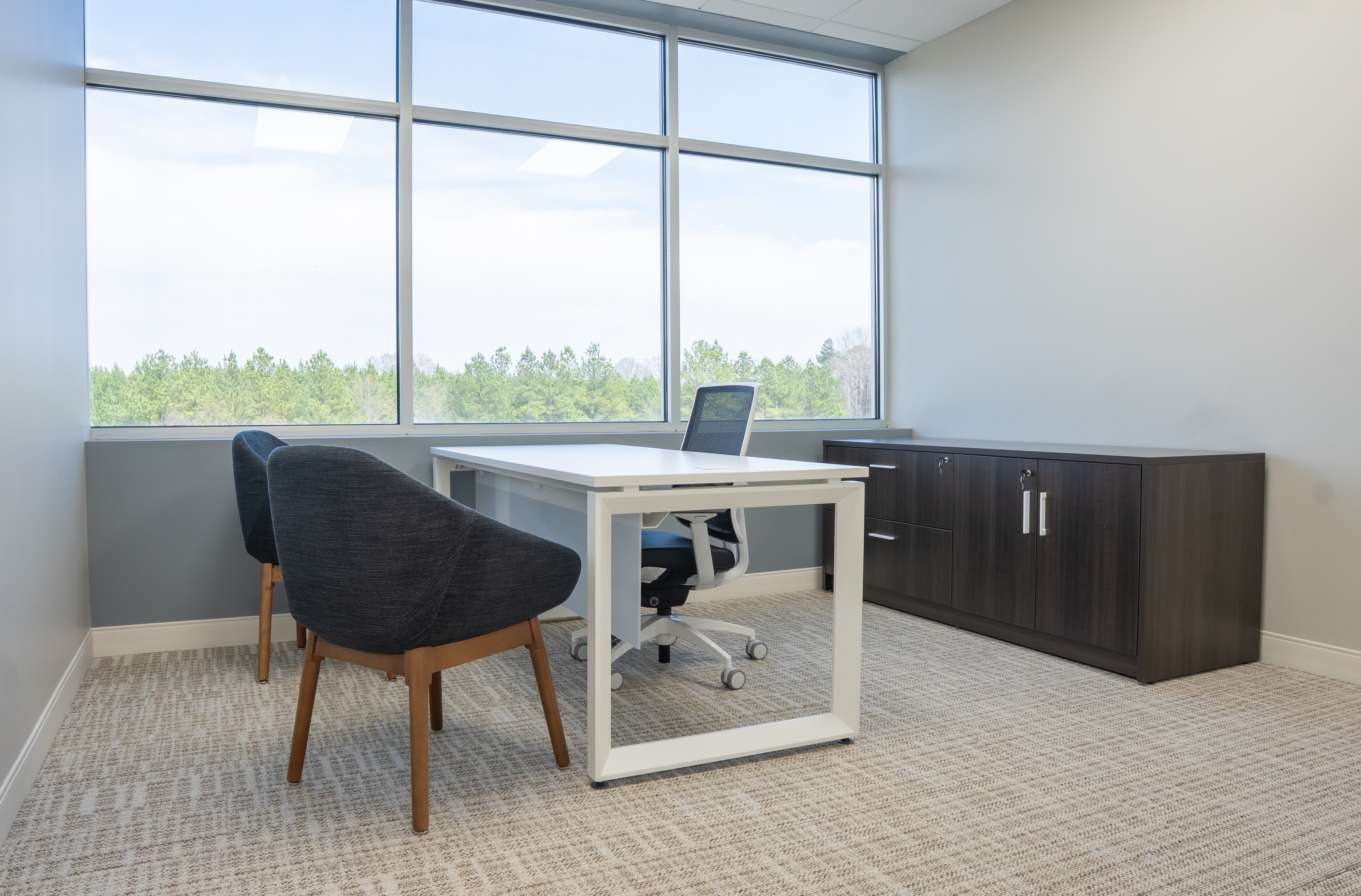 Automotive workplace furniture installation and setup