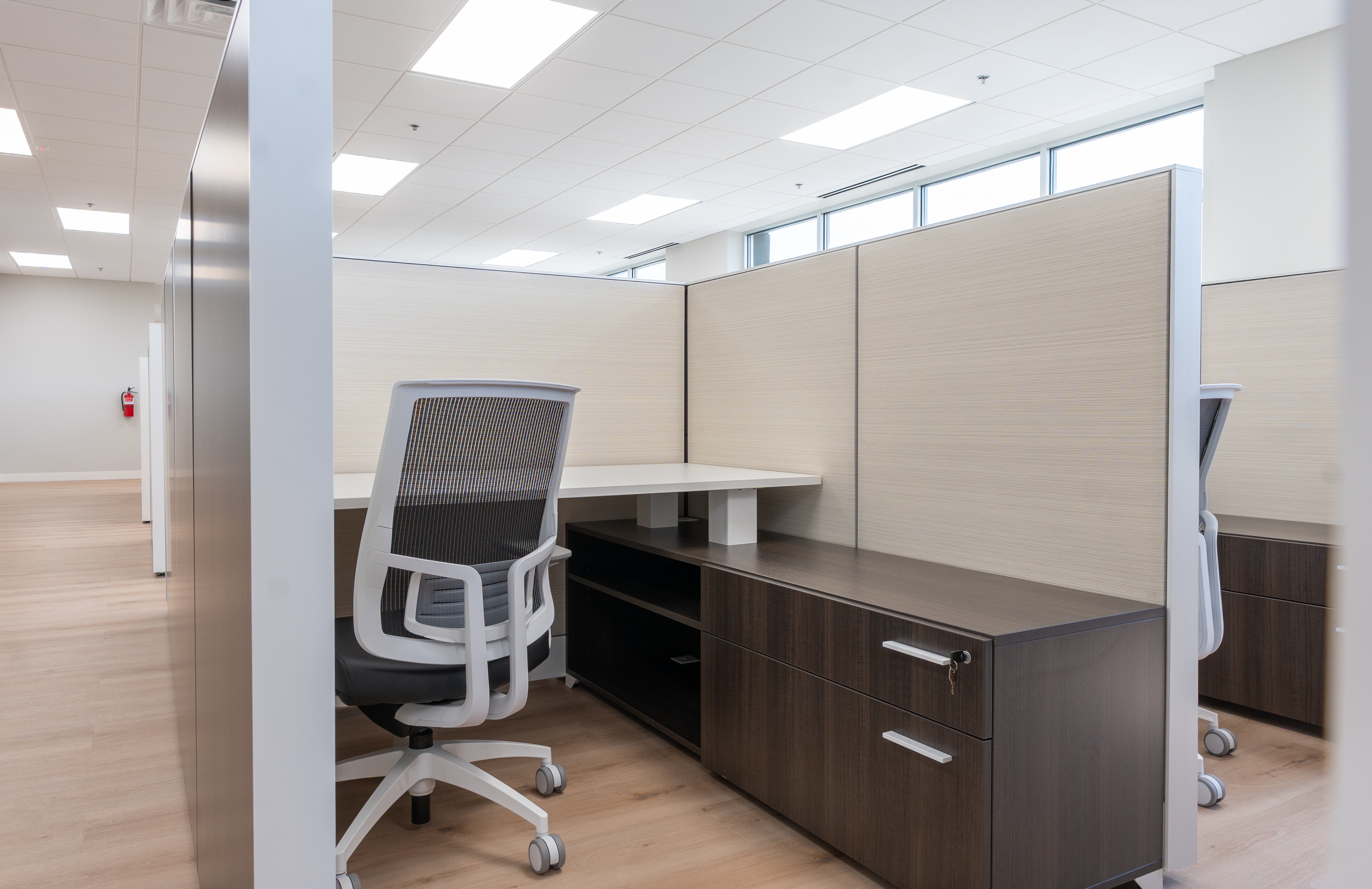 Completed office furniture installation area