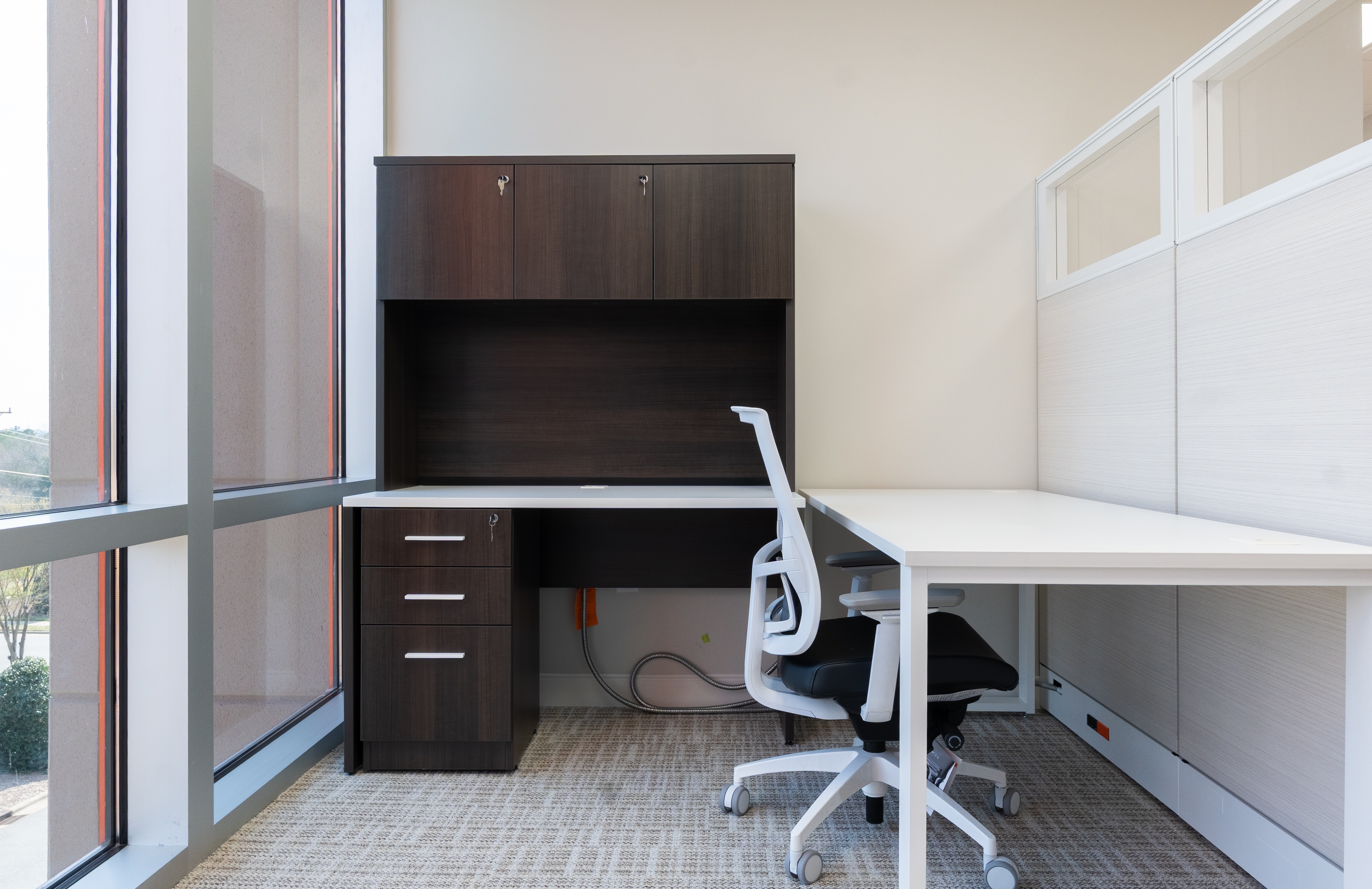 Automotive office workspace finished installation
