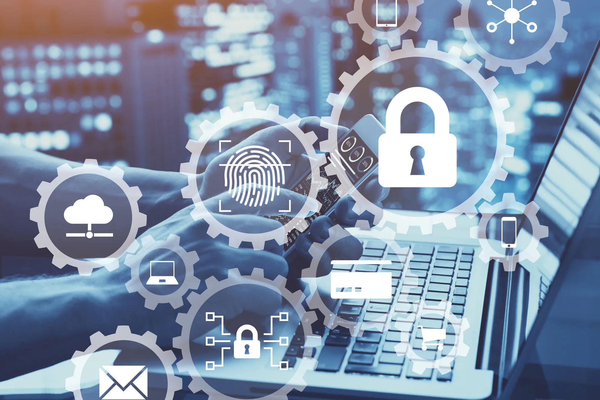 Cybersecurity operations center monitoring threats and business systems
